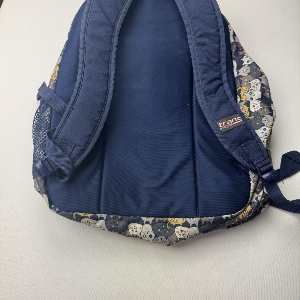 JanSport Trans Cat Print Backpack Blue Zip Padded Adjustable - Picture 6 of 6